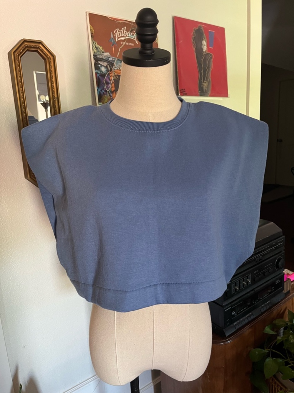 Blue Sleeveless Cropped Knit Top - Zara